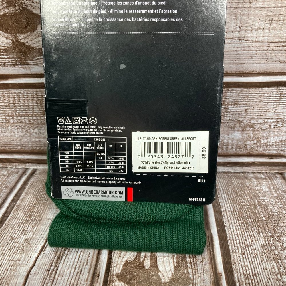 UNDER ARMOUR ALLSPORT Heatgear Over The Calf Socks Unisex M Forest Green NWT - Picture 4 of 4